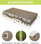 Cat Scratching Board, Corrugate Cat Scratcher for Indoor Cats with Catnip, Cat Scratch Pad with Premium Scratch Textures Design, Cardboard Cat Scratcher with Double-Sided Usability (Pack of 2)