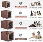 DONORO Dog Crates for Medium Large Size Dogs Indoor Double Door Dog Kennels & Houses for Puppy and Cats, Collapsible Metal Contour Dog Cages (Brown, 36.0" L x 23.0" W x 25.0" H)