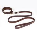 Lightnpro Genuine Leather Dog Collar & Leash Set - Adjustable 24" Collar with Metal Buckle + Durable Lead - Premium Walking & Training Gear for Large Breeds (German Shepherd, Bernese, St. Bernard)