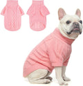 BEAUTYZOO Small Dog Sweater-Dog Sweatshirt Pullover Cable Knit Wear Classic Turtleneck Thick Cold Weather Clothes for Small Dogs,Medium Dogs,Pink Cable M (Back: 16",Chest: 21", Neck: 13")