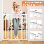 40" Extra Tall Baby Gate for Stairs, Auto Close Stroller Friendly Dog Gate Indoor for Doorways, Pressure Mounted 29"-40" Wide Baby Gate, Easy Walk Through Gate for Children & Pets, White