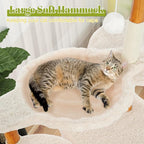 Cute Cat Tree Tower for Indoor Cats Adult, Wood Flower Cat Trees with Cat Hammock, Modern Cat Tree Tower with Scratching Post, Aesthetic Luxury Cats Condo for Cats Kitten(Alpine White)