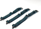 Heavy Duty Dog Collar with Unique Leopard Totem Design Adjustable Durable Nylon Collar, Metal Buckle for Large Dogs Bold Style for Training & Outdoor Adventures (Blue Leopard L)
