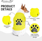 Parisian Pet Dog Shirt – 100% Cotton Shirts for Small Dogs - Sleeveless Yellow Puppy Vest with Paw Print – Breathable Pet Apparel – Pullover Summer Dog Clothes - Stretchy Funny T Shirts for Dogs