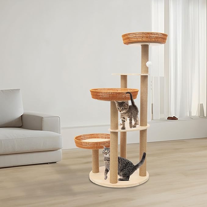 Cat Tree for Large Cats, Multi-Level Cat Condo,Scratch Board for Indoor Cats