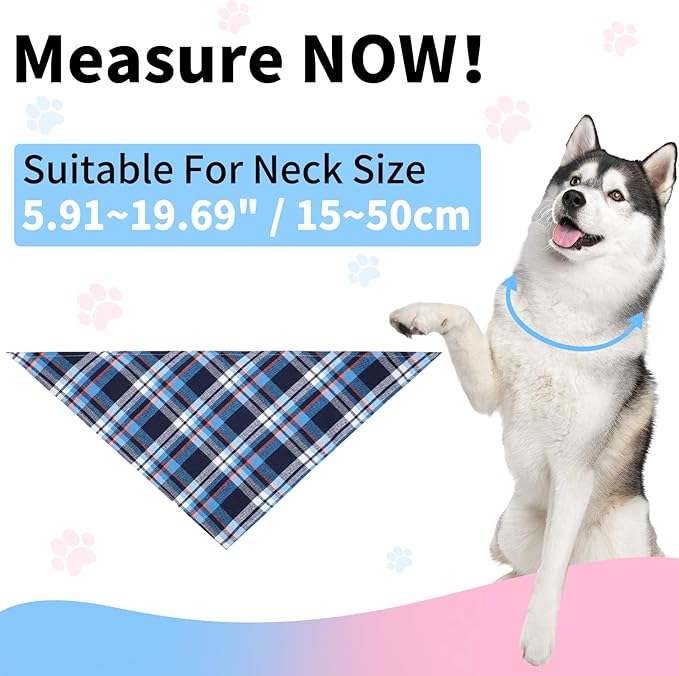 Segarty 30 Pack Large Dog Bibs, 27.56"x19.7" Pet Plaid Scarf Triangle Dog Bandanas Accessories Bulk for Medium Large Pets, Adjustable Reversible Pets Birthday Kerchief
