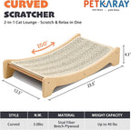 PETKARAY Sisal Cat Scratching Board, Curved Sisal Cat Scratcher, Large Indoor Kitty Scratch Pad, Heavy Duty Arc Lounge Bed for Kitten