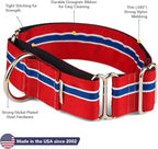 If It Barks - 1.5" Martingale Collar for Dogs - Adjustable - Nylon - Strong and Comfy - Ideal for Training - Made in USA - Small, Patriotic