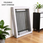 ZJSF Freestanding Dog Fence Indoor, Foldable Dog Gate for Doorways, Stairs or Hallways, Sturdy Wood Extra Wide Pet Gate with Support Feet for The House, Grey, 32 "Height-6 Panels