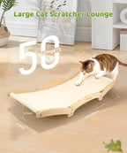 Large Sisal Cat Scratcher Bed with Solid Wood Base, Durable Scratch & Rest 2-in-1, Extra-Wide 28” Anti-Slip Cat Scratch Pad for Indoor Cats
