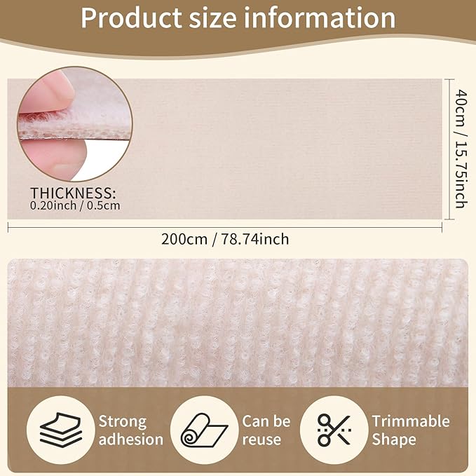 78.7"x15.8" Cat Scratch Mat,Adhesive Cat Scratch Pad for Furniture,DIY Cats Scratch Furniture Protector for Furniture,Sofa,Couch,Covering Cat Scratching Post Replacement Pads,Beige