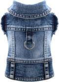 Cool Dog Jean Jacket Vest with D-Ring Blue Denim Dogs Outfits for Small Medium Dogs Cats Boy Male Dog Clothes Costume Dogggie Puppy Harness Coat for Frenchie Walking(Blue with D-Ring,M)