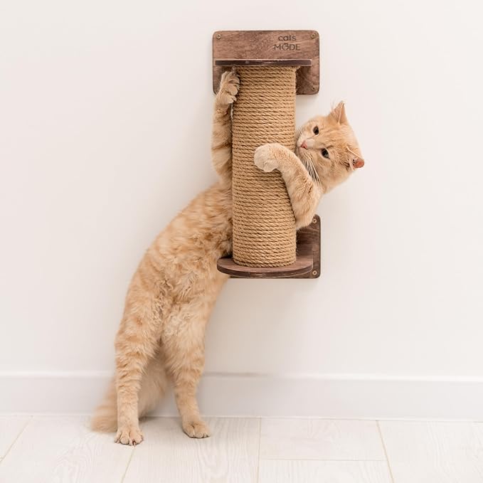 Cat Tower with Scratching Post for Large Cats - Wooden Wall Cat Tree Tower Small Scratching Post for Cats - Wood Cat Furniture Indoor Cats Rustic Cat Decor Cat Lover Gift