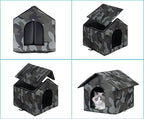 Cat Houses for Outdoor Cats Outdoor Houses for Feral Cats House with Weatherproof Canvas Roof Stray Shelter (Large cat Houses, Green cat House)