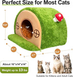 Cat Bed for Indoor Cats - Cute Cat Bed Cave, Tree Hole Cat House Tent for Kittens and Small Medium Pets with Removable Washable Cushion & Anti-Slip Bottom, Enclosed Kitten Bed Hideaway