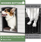 43.3’’ Large Dog House Outdoor Weatherproof Dog Kennel with Upgraded Thickened Metal Frame, Dog Shelter with PVC Curtain, Openable Roof and Removable Floor, Easy to Clean (White)