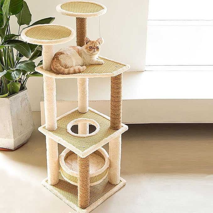 Cat Climbing Frame Multi-Level Climbing Activity Tower with Scratching Posts Cat Tree for Indoor Kittens, Large(42.92" H)