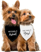 Dog Wedding Engagement Bandana Apparel & Accessories Pet Dog Scarf Photo Prop My DAD Asked! SHE Said Yes! Wedding Outfit Funny Engagement Party Decorations Gifts (Black+White)