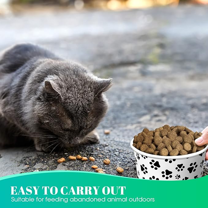 30 Pieces Disposable Dog Bowls 12 oz Small Pet Feeding with Printed Pattern Dishes for Small Pet Paper Food Travel Bowls for Feeding Dogs and Cats Puppies Dry Wet Food Water