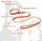Lightnpro Leather & Nylon Dog Collar & Leash Set - 18" Adjustable Collar with Metal Buckle + Durable Leash - Heavy-Duty Walking & Training Gear for German Shepherds, Saint Bernards & Large Breeds