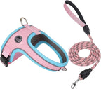 Dog Harness and Leash Set, No Pull Saddle Style Pet Harness, Breathable Mesh Adjustable Reflective Dog Vest for Dogs and Cat Medium Small Harness 2 D-Rings (Pink, XS)