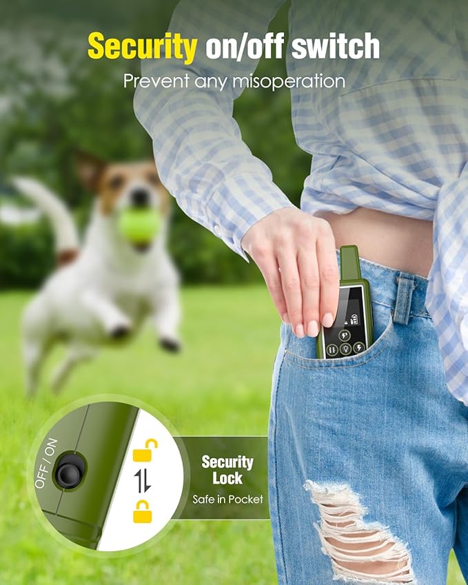 Dog Training Collar - 3300Ft Dog Shock Collar with Remote Control for Small Medium Large Dogs, LED Light IPX7 Waterproof Electric Collar with Beep Vibration Shock & Safety Lock