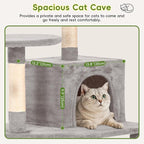 Cat Tree 60.63 inches Cat Tower for Indoor Cats, Multi-Level Cat Condo Furniture with Scratching Posts, Plush Perches, Activity Center with Cozy Basket & Hammock for Cats (Light Gray)