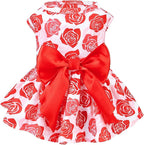 PUPTECK Dog Wedding Dress Outfit Puppy Cute Small Dogs Clothes,Rose,L