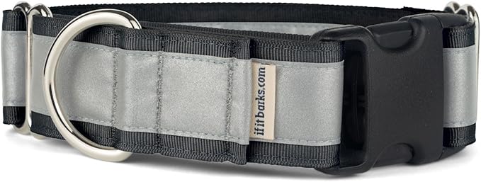 If It Barks - 1.5" Reflective Martingale Collar with Quick Snap Buckle for Dogs - Adjustable - Made in USA - Strong, Durable, and Comfy - Ideal for Training - Fits Most Breeds - Small, Black