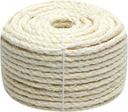 Natural Sisal Rope 8mm 98-Feet for Cat Scratching Post Tree Tower Replacement Repair and Replace, DIY Hemp Twine Rope for Cat Scratching Furniture Window Perch and Crafts Gardening Home Decorating