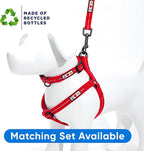 Pawtitas Recycled Reflective Step-in Dog Harness – Adjustable No-Pull Vest for Puppies to Seniors, Safe & Comfortable L Red