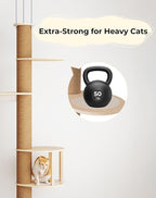 COZIWOW Floor-to-Ceiling Cat Tree, Adjustable (89-112 inches), Sturdy 5-Tier Tower for Large Cats. Features 4.33" Scratching Posts, Hammock, Platforms. Saves Space, enriches Indoor Play.
