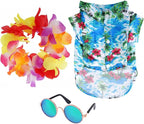 3 Pieces Pet Hawaiian Costume Summer Shirts Sunglasses and Wreath for Small to Medium Dog Cat