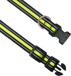 PetJoy 3-Pack Dog Collar - Quick-Release Buckle & D-Rings - Reflective Multi-Color (R/Y/G) - Adjustable 8-27" for Most E-Collars - Durable Waterproof Nylon