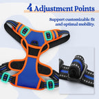 rabbitgoo Dog Harness No Pull with 2 Leash Clips, Adjustable Soft Padded, Reflective Oxford No Choke Pet Vest with Easy Control Handle for Large Dogs, Blue & Orange, L