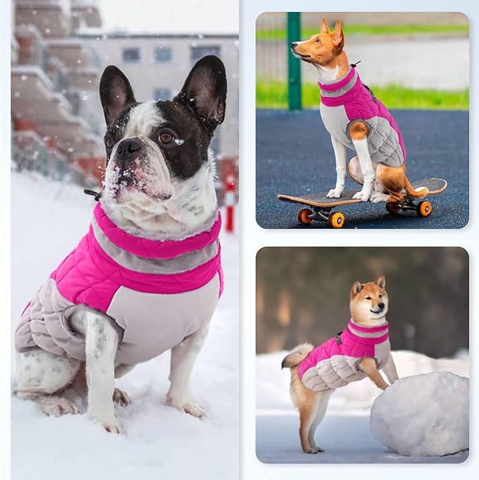 Dog Winter Jacket Cozy Reflective Waterproof Windproof Warm Pet Garment,Comfortable Cold Weather Fleece Apparel Outfits with Zipper Closure for Small Medium Large Dogs Puppy Walking,XXX-Large