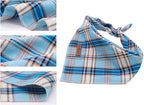 Lionet Paws Dog Bandana for Small Medium Large Dogs, Cat Kerchief Blue Plaid, Triangle Bibs Scarf for Girl or Boy
