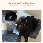 70.8" Tall Cat Tree for Large Cats, Multi-Level Cat Tower with 8 Sisal Scratching Posts, 2 Top Perches, Big Condo, Large Hammock, and Cat Furniture for Indoor Cats, Dark Gray