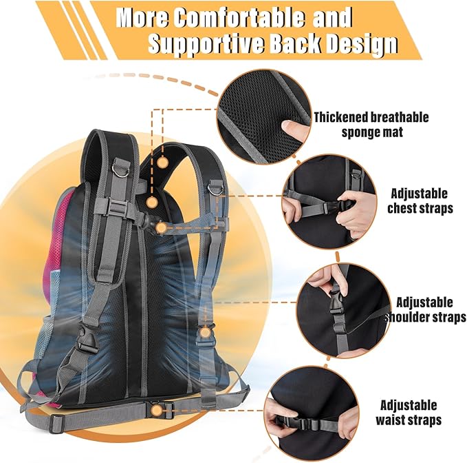 YUDODO 9-14lbs Dog Front Carrier Backpack, Adjustable Breathable Pet Carrier for Small Dogs, Ventilated Puppy Back Pack with Safety Belt, Lightweight Doggy Backpack for Hiking Outdoor (Rose, L)