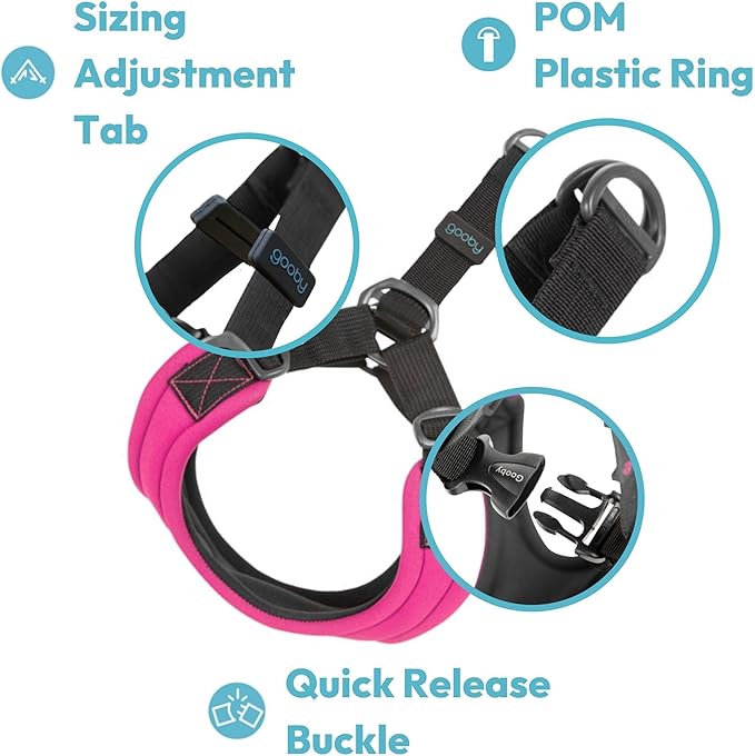 Gooby Escape Free Sport Harness - Pink, Small - No Choke Step-in Patented Neoprene Dog Harness with Four-Point Adjustment for Small to Medium Dogs