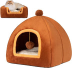 Cat Bed Cave for Indoor Cats,Cat House Tent Bed with Removable Washable Cushioned Pillow, 2-in-2 Kitten Beds for Indoor Kittens,Pet Bed