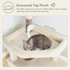 Globlazer Cat Tree for Indoor Cats Large Adult, 74in Tall Cat Tower with Scratching Post, Heavy Duty Cat Tree Tower with 2 Spacious Caves, Oversized Top Perch, Big Hanging Basket, F74B, Beige