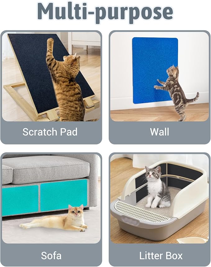 BNOSDM Cat Nail File Scratcher Sandpaper, 4 Pack Replacement Sand Paper for Cat Scratching Board, Pet Scratch Liner for Furniture, Litter Box or Any Flat Surface (Black)