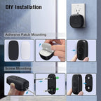 SECRUI Wireless Doorbell with 3Receivers 2 Push Buttons, Easy installation, Adjustable Volume, 58 Chimes, Colorful LED, 1000Ft Range, M520+F55, Black