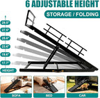 CypherX Dog Ramp for Couch or Bed, 18" W Folding Wooden Pet Ramp with Anti-Slip Rubber Mat & 3 Removable Safety Side Rails, 6 Adjustable Height from 17" to 29" for Small & Large Dogs & Cats