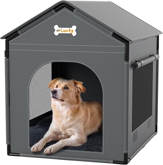 Large Dog House Indoor Dog Kennel Bed Mat with Cushion for Small Medium Large Dogs Cats, Winter Warm Cat Nest Puppy Cave Sofa Pet Products Easy Assembly