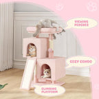 Magshion 34" Cat Tree Tower for Indoor Cats, Multi-Level Cat Condo with Extra Large Perch, Scratching Post and Sisal Ramp, Climbing Stand for Indoor Cats and Kittens, Soft Pink