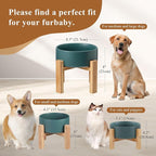 Elevated Ceramic Cat Bowl - Cat Food Bowl with Bamboo Stand - Raised Dog Dish for Puppies - Anti Vomiting, Stress Free - 13.5 oz / 400 ml - Yellow