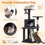 PETSITE 44-inch Multi-Level Cat Tree, Modern Cat Tower with Sisal Scratching Posts, Cozy Condo, Playful Cat Hole, Sisal Covered Ladder, and Dangling Ball, Ideal for Indoor Cats and Kittens (Dark Grey)
