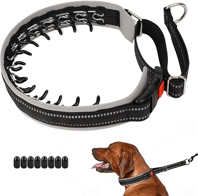 Mayerzon Martingale Dog Collar for Pulling, Patented No Pull Training Walking Collar with Buckle for Medium Large Dogs Bulldog Pitbull German Shepherd, Reflective, Adjustable, Heavy-Duty(M, Black)